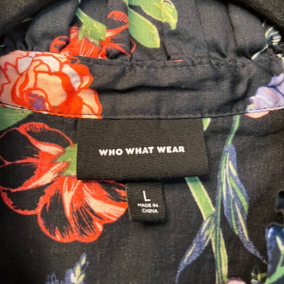 Black Floral Print Dress Cap Sleeve and Ruffled Hem. - Picture 5 of 12